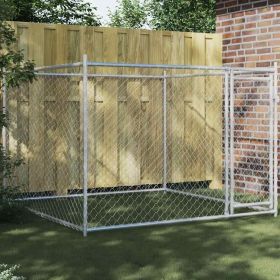 Dog Cage Grey Galvanized Steel 6.6x6.6x4.9 ft Durable Dog Cage