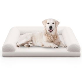36" Orthopedic Dog Bed,Egg-Foam Dog Crate Bed with 3-Side Bolster and Removable Washable Bed Cover,Beige